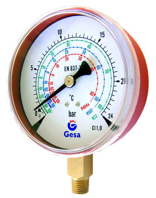Manómetros freón con caja en acero carbono 