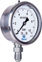 Pressure gauge M0305 with stainless steel case and thread.