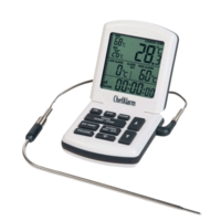Professional kitchen thermometer with alarm, timer and probe in steel