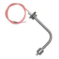 Sensor de nivel acodado - Interruptor de flotador de Ø30mm con cable y conexión 
