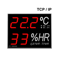 Termómetro-higrómetro digital de grande formato montado na parede com interface 
